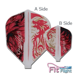 Dart flight with red and white design showing side A & B