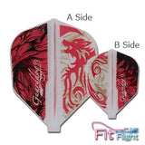 Dart flight with red and white design showing side A & B