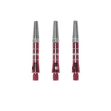 DW Top Spin Grooved Shafts pink and silver dart shafts on a white background