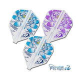 Three Ren Kamata 2 Air Standard Fit dart flights with floral designs on a white background, featuring the Fit Flight Z logo.