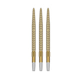 RVE gold points with a threaded end on white background.
