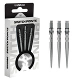 Winmau switch points packaging with three metal darts on a white background