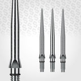 Set of metallic darts on a light gray background