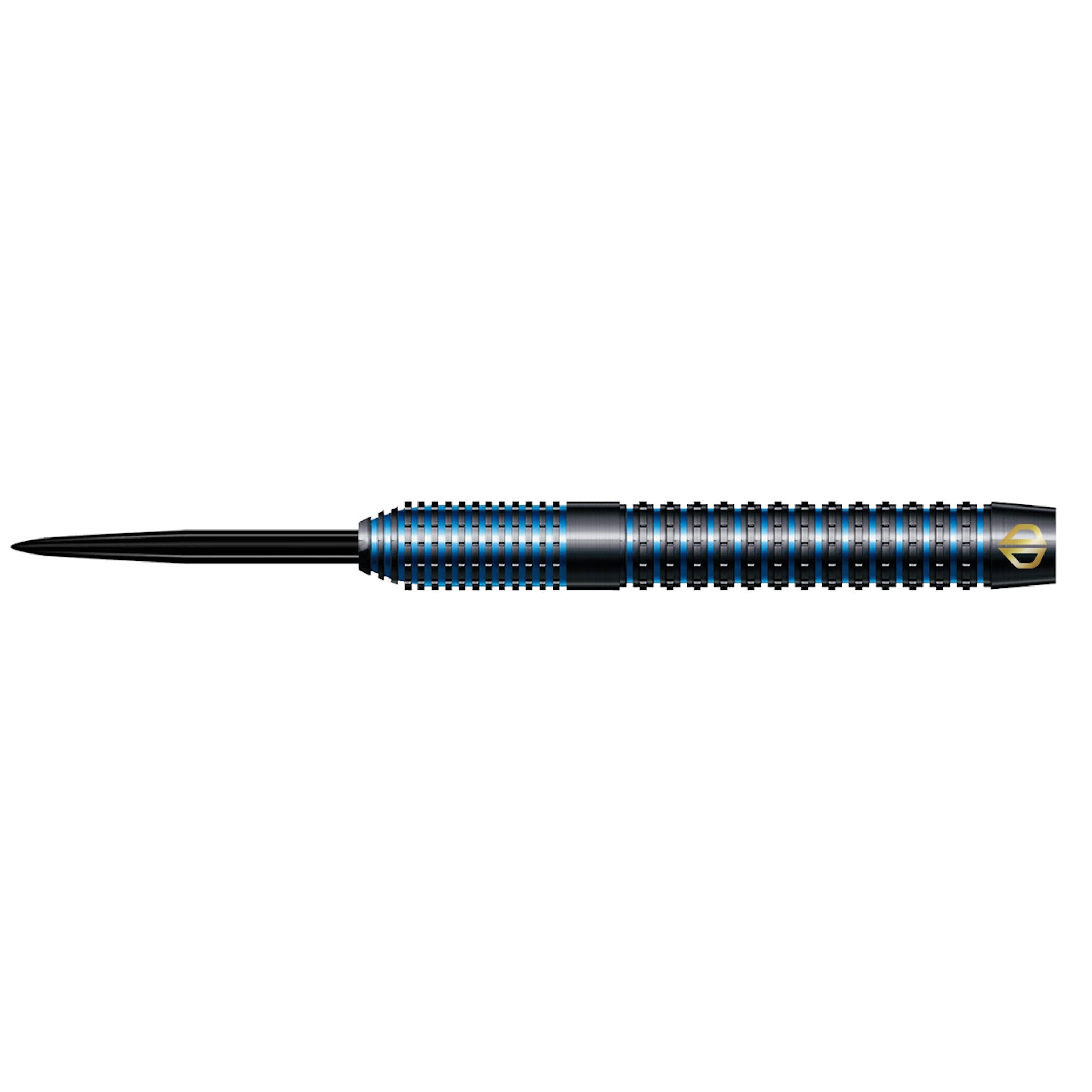 Black and blue dart on a white background