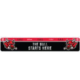 Oche Throw Line with red bull design and text 'The Bull Starts Here' on a black background