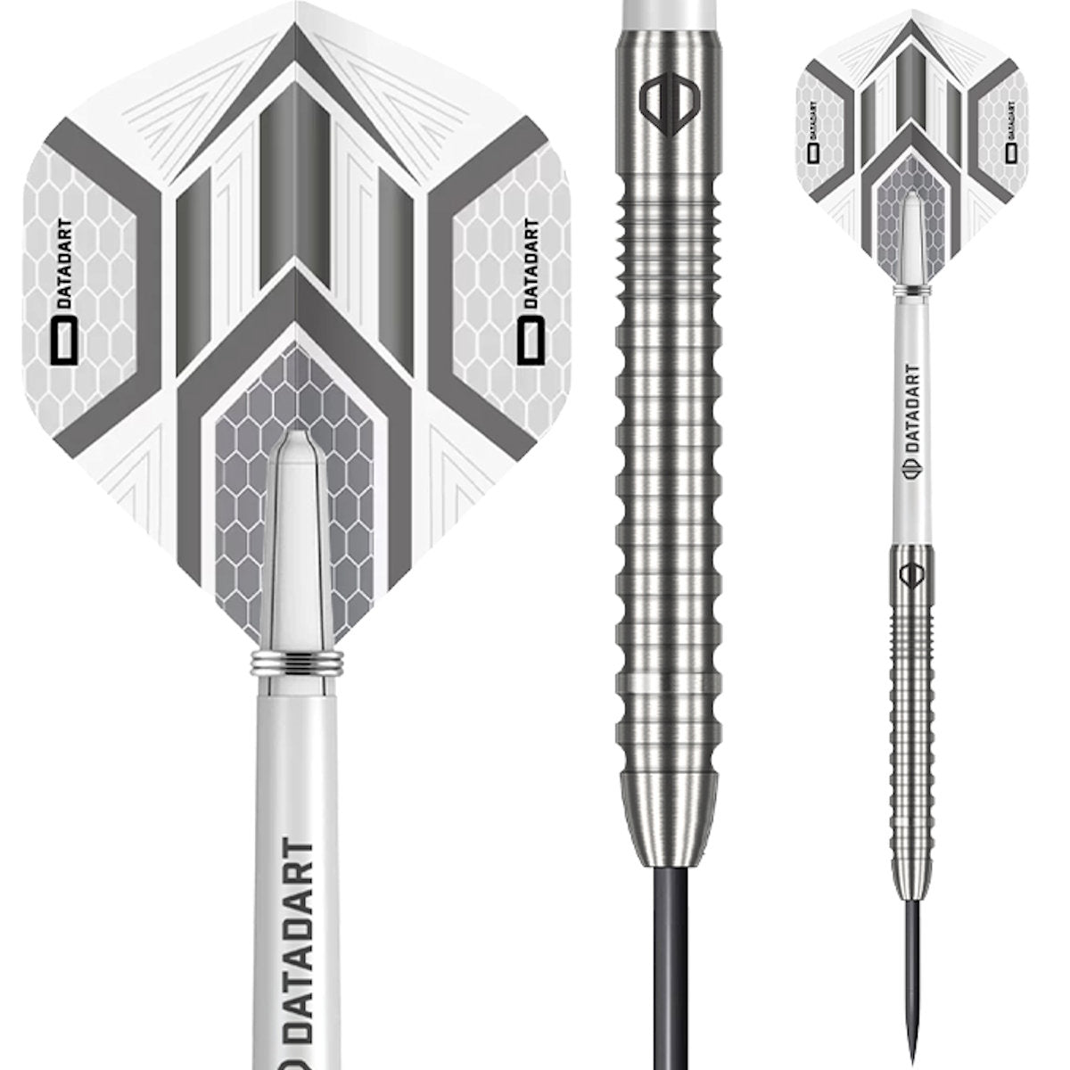 Datadart Volo 90% Tungsten Darts with metallic finish on a white background