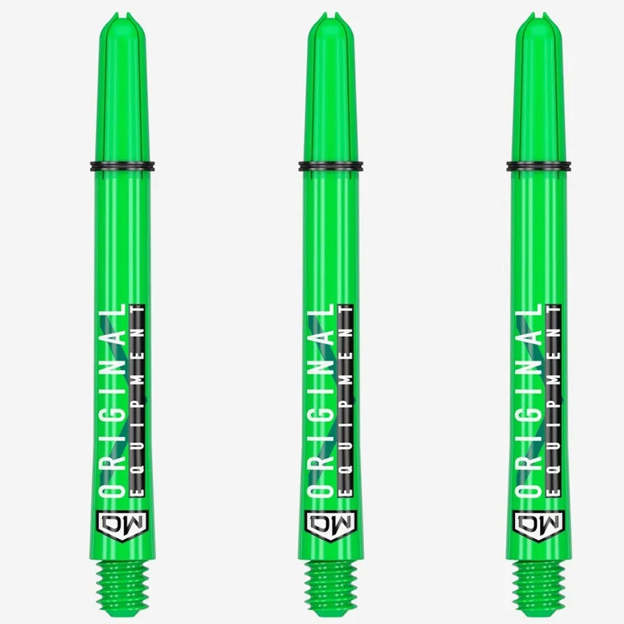 Clinch Nylon Shafts showing one set of lime green colour shafts on white background