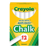 Crayola Nontoxic Anti-Dust Chalk, White 12