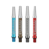 DW Top Spin V2 Shafts showing the four colour options blue, bronze, gun metal and red