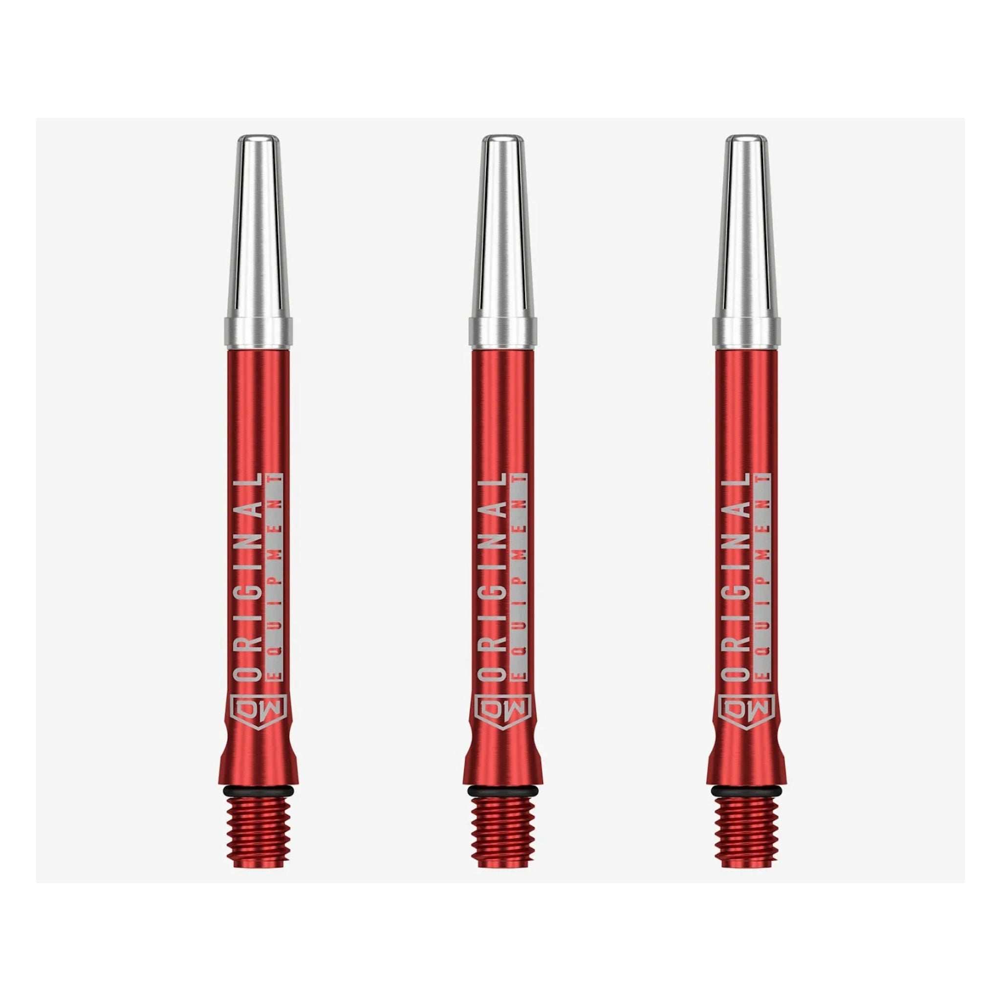 Set of three DW Top Spin V2 Shafts made from anodized aluminum with free-spinning tops for improved dart accuracy