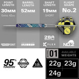 Luke Littler Edge SP 95% Tungsten Dart with specifications on a gray background