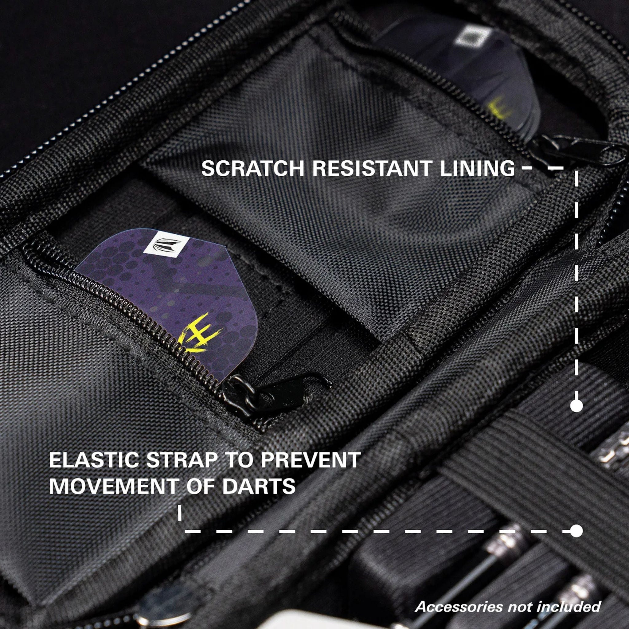 Takoma Ghost Luke Littler Wallet SCRATCH RESISTANT LINING AND ELASTIC STRAP TO PREVENT MOVEMENT OF DARTS.