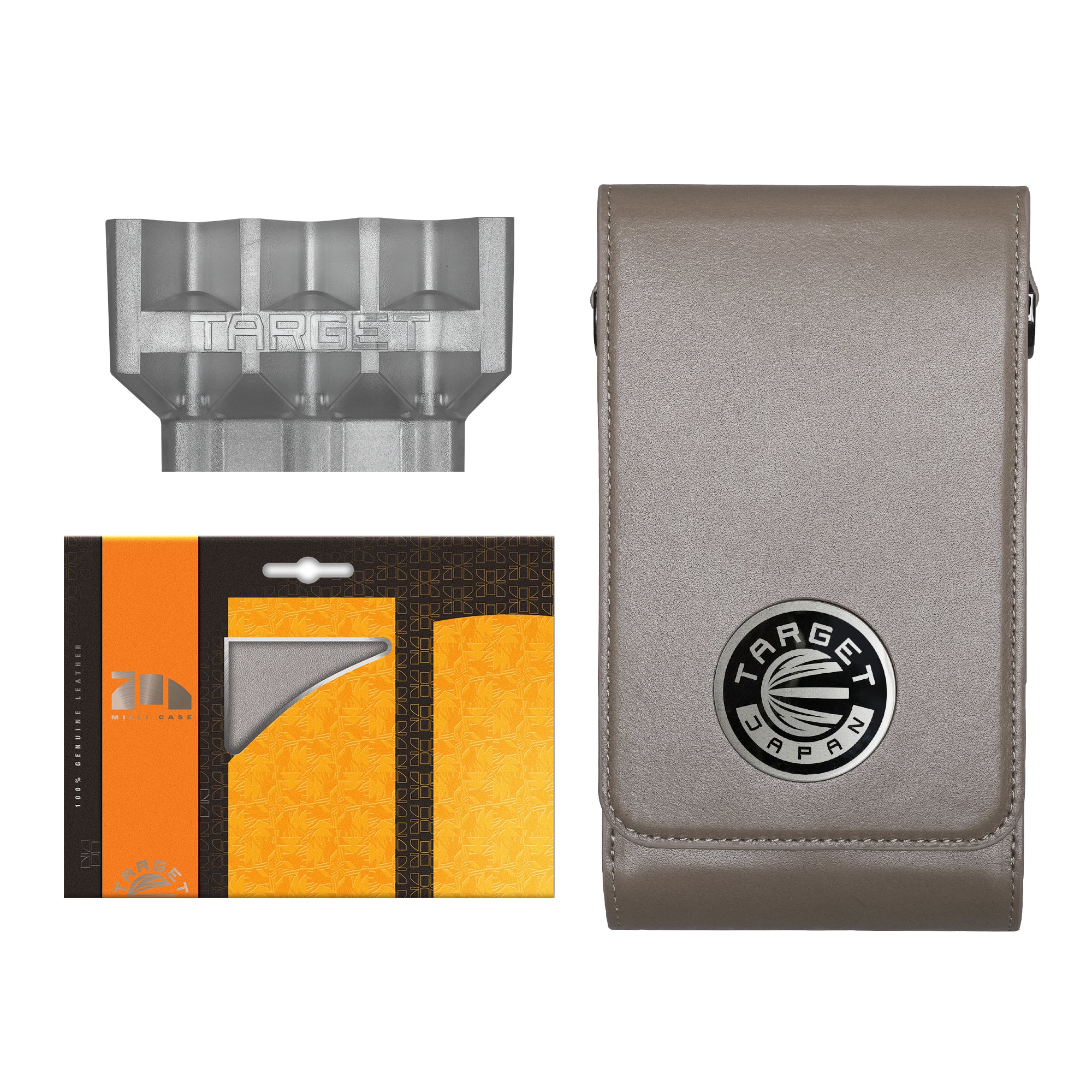 Target Milli Grey Dart Case what's in the box on white background