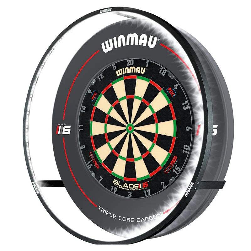 Winmau Plasma Dartboard Light with 360° LED illumination, zero shadows, and no glare for professional-level dart playing.
