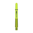 Pro Grip EVO aluminium dart shaft in bright lime green with a ribbed grip and nylon top collar