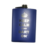 Flask Keep Calm and Dart On 6 oz. blue