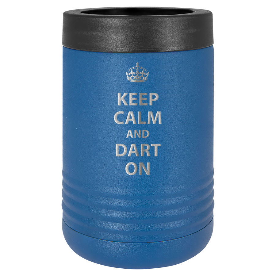 Beverage Beer Holder -Keep Calm and Dart On Blue