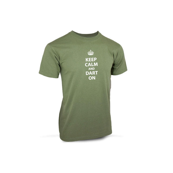 Adult Keep Calm and Dart On T-Shirt Green