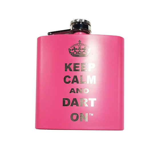 Flask Keep Calm and Dart On 6 oz. pink